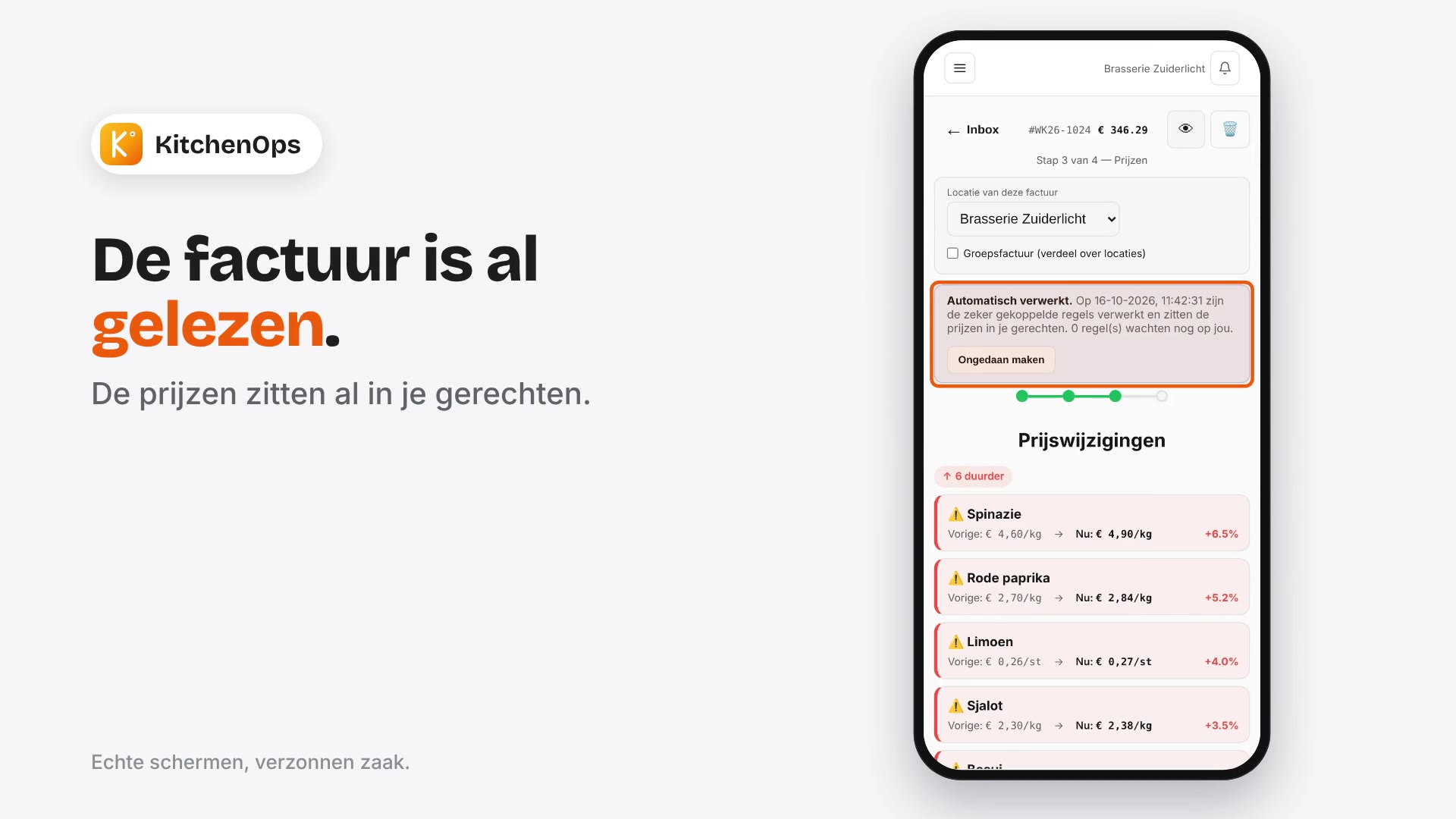 Facturen die zichzelf lezen: prijsstijgingen meteen zien met KitchenOps